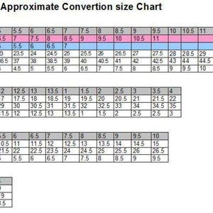 Vans size charts for reference